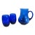 Mid 20th Century Mid Century Modern Cobalt Blue 1 Pitcher + 2 Wine Glasses For Sale