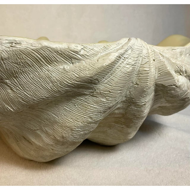 Alabaster Vintage Coastal Monumental Resin Clam Shell Bowl Decor For Sale - Image 8 of 12