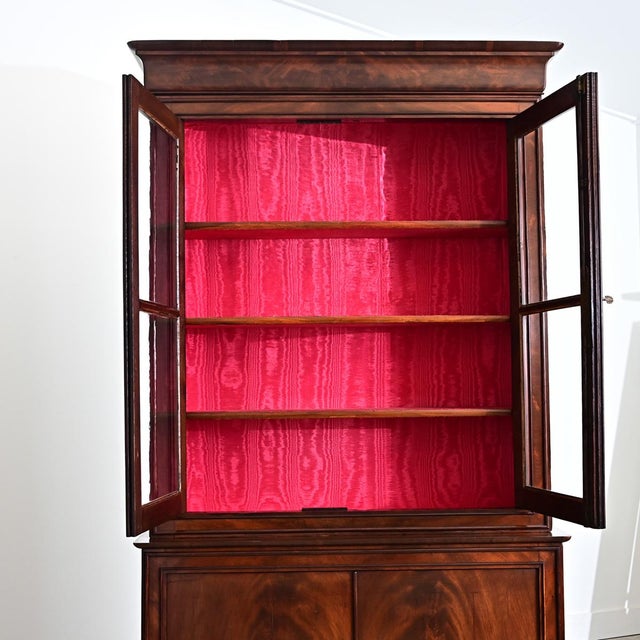 Edit Early 19th Century French Louis Philippe Mahogany Bibliotheque with Silk Interior For Sale - Image 13 of 15