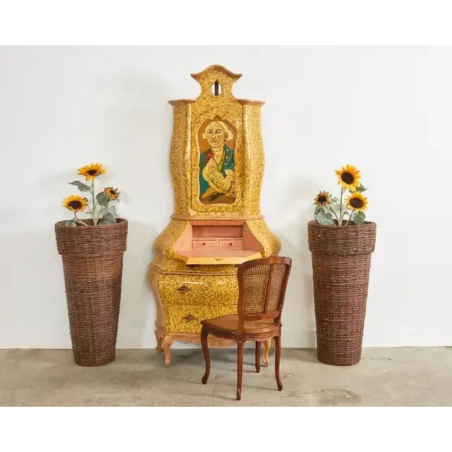 Fantastic late 19th century Italian secretaire cabinet or bookcase made in the Venetian Rococo taste. Crafted from walnut...