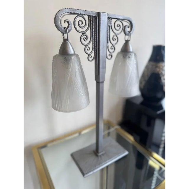 Art Deco Double Lamp by J Vandôme for Müller Frères, 1930s For Sale - Image 18 of 18