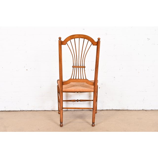 Ethan Allen Country French Wheat Back Rush Seat Dining Chairs, Set of