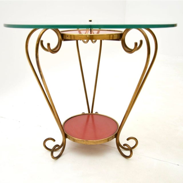 Vintage Italian Brass and Glass Coffee Table, 1950s For Sale - Image 4 of 5