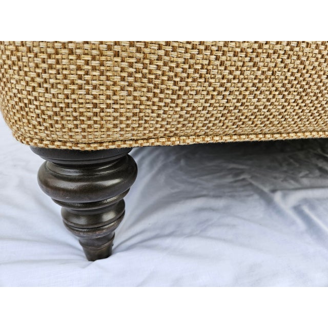 Ethan Allen Tan Rolled Arm Down Filled Loveseat For Sale - Image 13 of 17