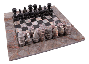 Mid-Century Marble Chess Set with Box