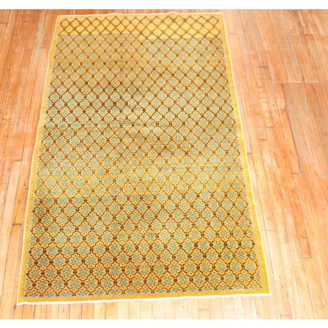 Saffron Yellow Mid 20th Century Turkish Rug - 4'3" x 7'5" For Sale - Image 17 of 18