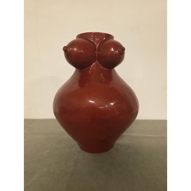 Eclectic vase from the 1960s. Large painted terracotta vase. Probably from Spain, 1960s. The vase is in excellent...
