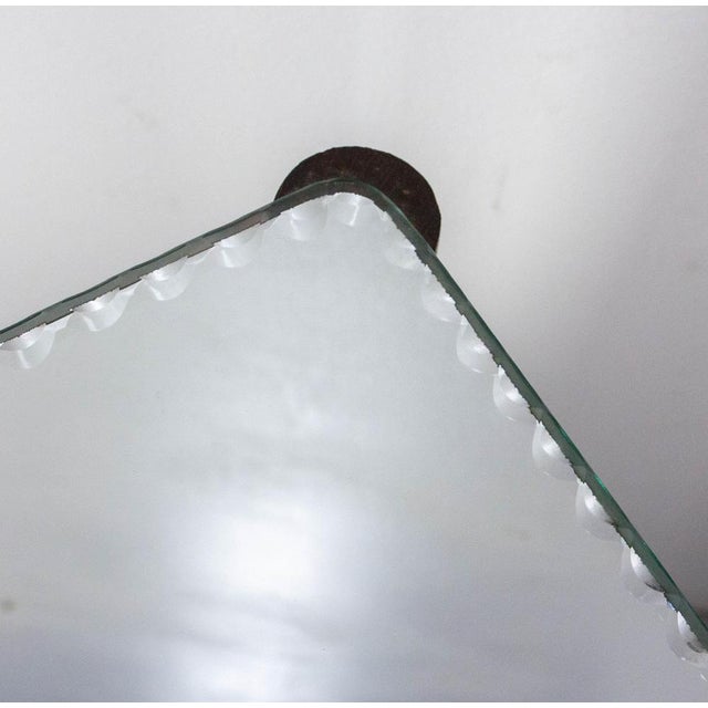 French Beveled Mirror and Beech Nightstand, 1960s For Sale - Image 6 of 11