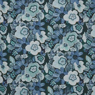 Boogie Oogie Oogie Teal Print on Cotton/Linen Blend Fabric For Sale