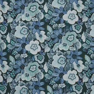 Boogie Oogie Oogie Teal Print on Cotton/Linen Blend Fabric