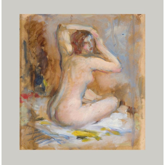 Triptych of Nudes, 1890s-1910s, Gouaches, Framed, Set of 3 For Sale - Image 4 of 5