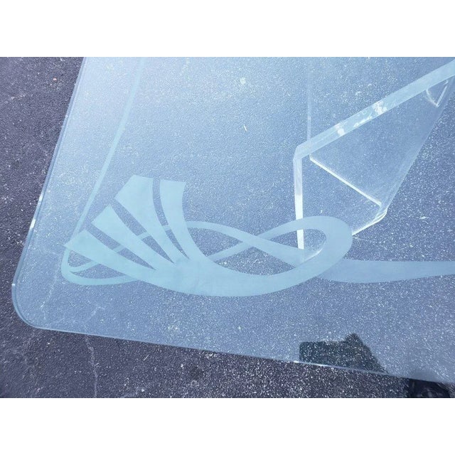 1980s Art Deco Angled Lucite Pedestal Dining Table For Sale In Dallas - Image 6 of 7