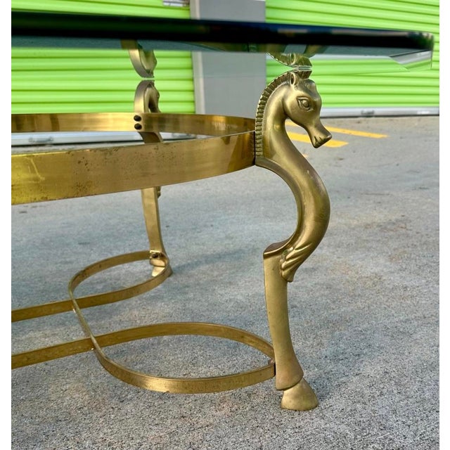 Maison Jansen Maison Jansen Attributed Vintage Brass Horse Head Octagonal Coffee Table, Made in Italy For Sale - Image 4 of 18