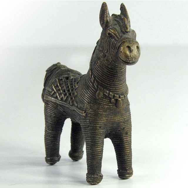 Small Indian Metal Horse Dhokra Figurine For Sale - Image 6 of 8