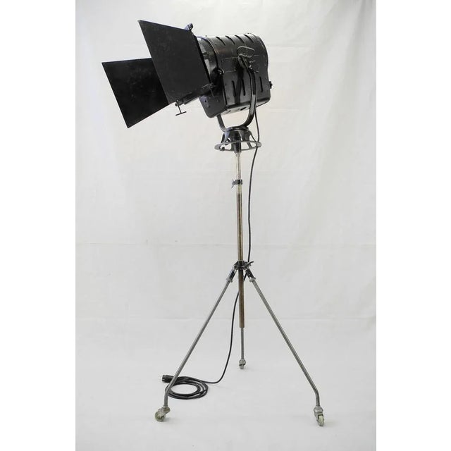 Vintage Film or Photo Spotlight with Flaps on Tripod with Wheels For Sale - Image 6 of 18