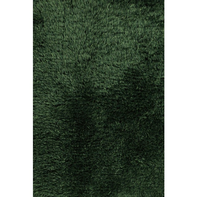 Mid-Century Modern Vintage Swedish Rya Rug, Green Scandinavian Solid High Pile - Rug & Kilim For Sale - Image 3 of 8