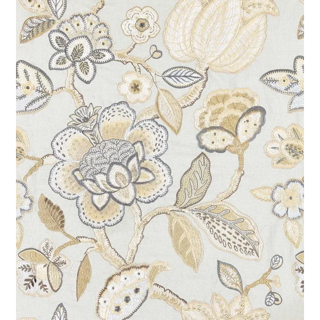 Traditional Sample - The House of Scalamandré Coromandel Embroidery Fabric, Mineral For Sale - Image 3 of 3