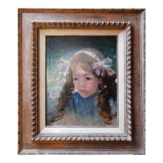 Lieven Herremans (1858–1931) Oil Portrait of Young Girl, Signed & Dated 1909 For Sale