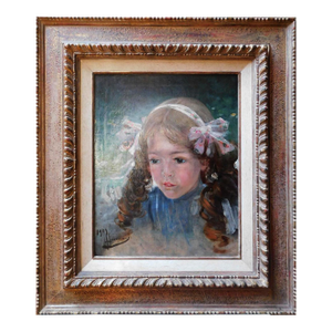 Lieven Herremans (1858–1931) Oil Portrait of Young Girl, Signed & Dated 1909
