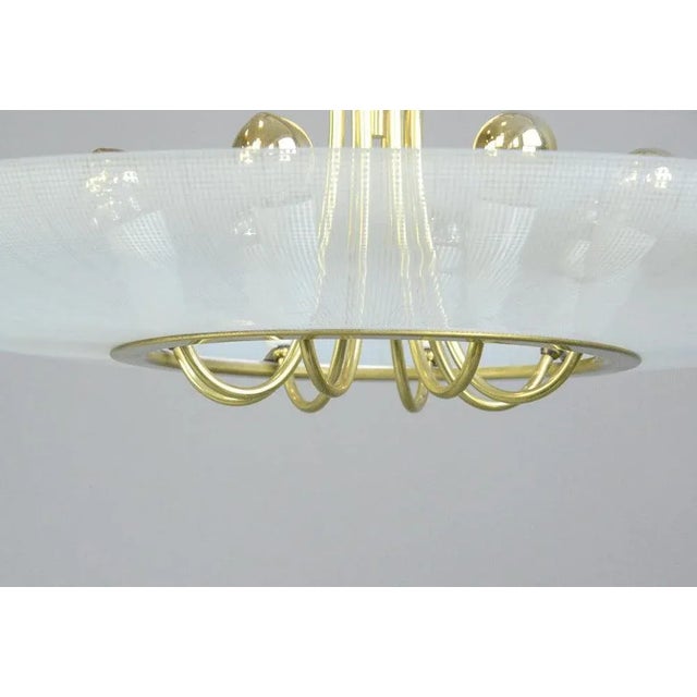 Large Mid-Century Modern Brass and Glass Pendant Light, 1960s For Sale - Image 9 of 13