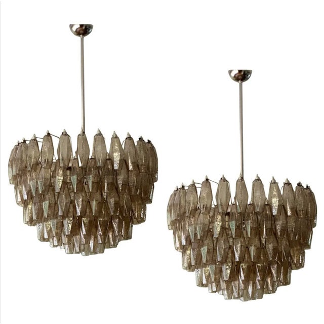 Large Murano Chandeliers with Chrome Structure, Set of 2 For Sale - Image 14 of 14