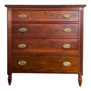 Antique Early 1800s American Neoclassical Cherry Chest of Drawers For Sale