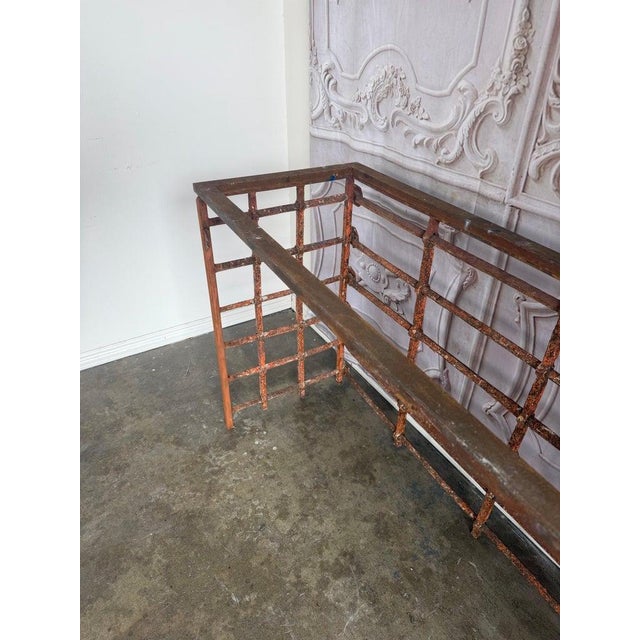 Rustic Console Table With Textured Stone Top and Hand-Forged Iron Base For Sale - Image 9 of 18