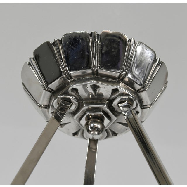 Silver A French Art Deco Pendant Light by Sonover - 1930 France For Sale - Image 8 of 11