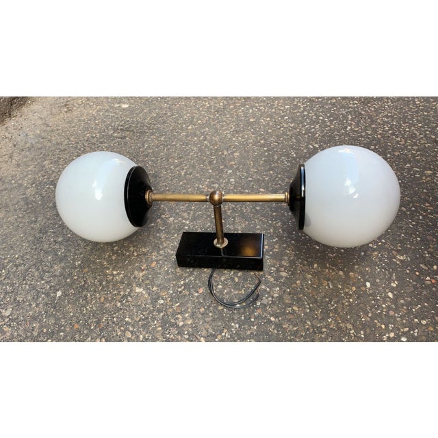 Sconce in Brass and Opaline Glass, 1940s For Sale - Image 3 of 5