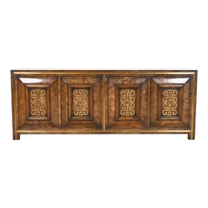 William Doezema for Mastercraft Mid-Century Hollywood Regency Burl Wood and Brass Sideboard Credenza, 1970s