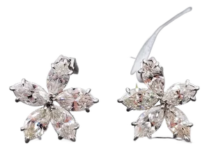 8.04 Ct Marquise Flower Diamond Earrings, A Pair