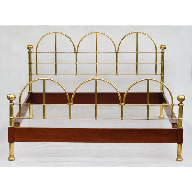 Brown Vintage Italian Brass and Wood Bed, 1980 For Sale - Image 8 of 8