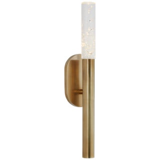 Kelly Wearstler for Visual Comfort Signature Rousseau Small Bath Sconce in Antique-Burnished Brass with Seeded Glass For Sale