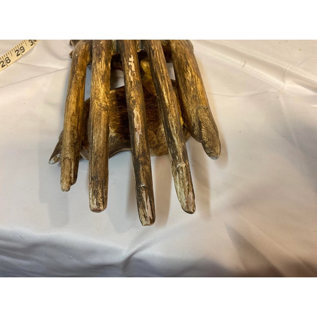 Early 20th Century Early 20th Century Asian Gold Florentine Carved Wooden Hand Server For Sale - Image 5 of 6