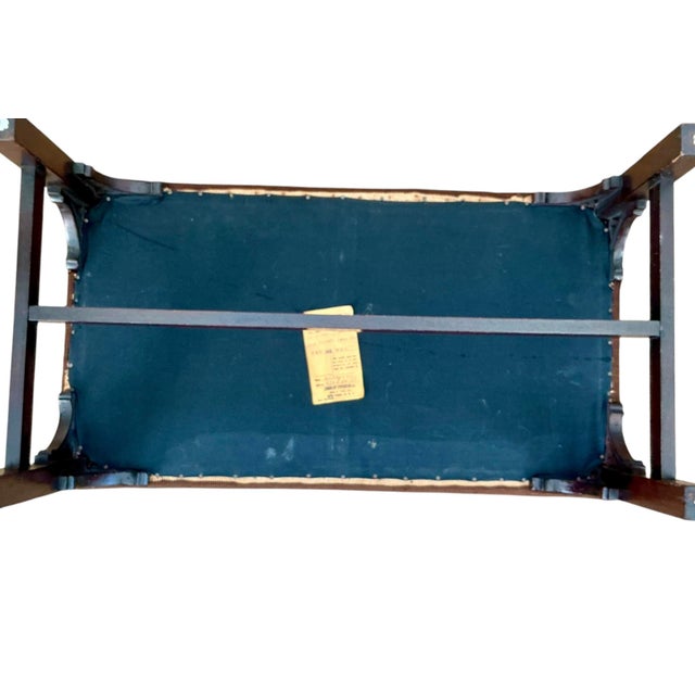 Wood Early 20th Century Antique Mahogany Footstool Upholstered in Needlepoint For Sale - Image 7 of 12
