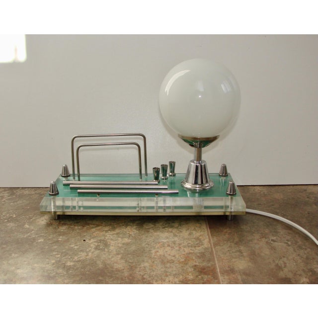Lamp in Acrylic, Metal, and Glass with Storage Compartment, 1970s For Sale - Image 3 of 12