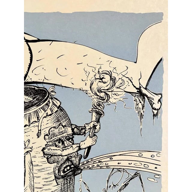 Salvador Dali, Les Songes Drôlatiques de Pantagruel, Planche V, 1973, Lithograph, in Flawless conditions. Designed 1970 to...