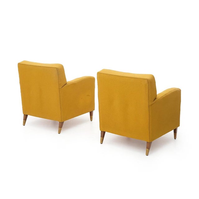 Yellow Fabric Armchairs, 1950s, Set of 2 For Sale - Image 6 of 14