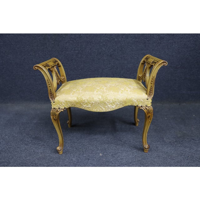 Wood Italian Style Giltwood Vanity Bench With Carved Details For Sale - Image 7 of 11