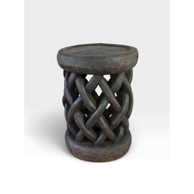 Vintage Tribal Nobility Bamileke Braided Stool/Table Cameroon 16" H For Sale - Image 9 of 9