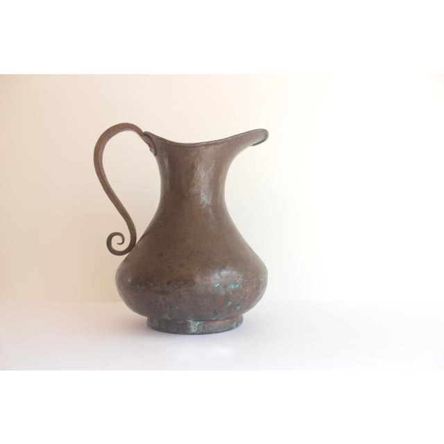 Vintage Copper Pitcher or Jug, Hammered With Patina Chairish