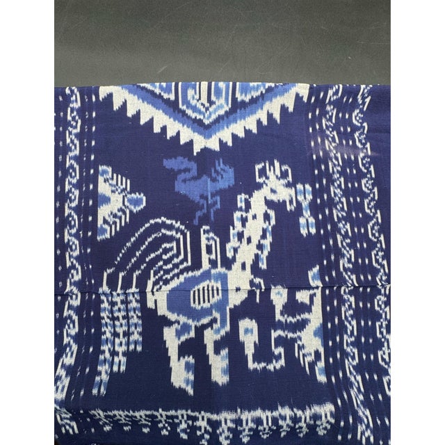 Ink Blue Sumba Island Indigo Textile, Sumba Warp Ikat For Sale - Image 8 of 10