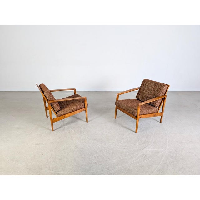 Brown Mid-Century Easy Chairs in Walnut, 1970s, Set of 2 For Sale - Image 8 of 12