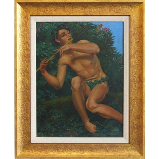 Joseph-Marius Avy, The Young Shepherd with Pan Pipe, 1920s, Oil on Panel, Framed For Sale