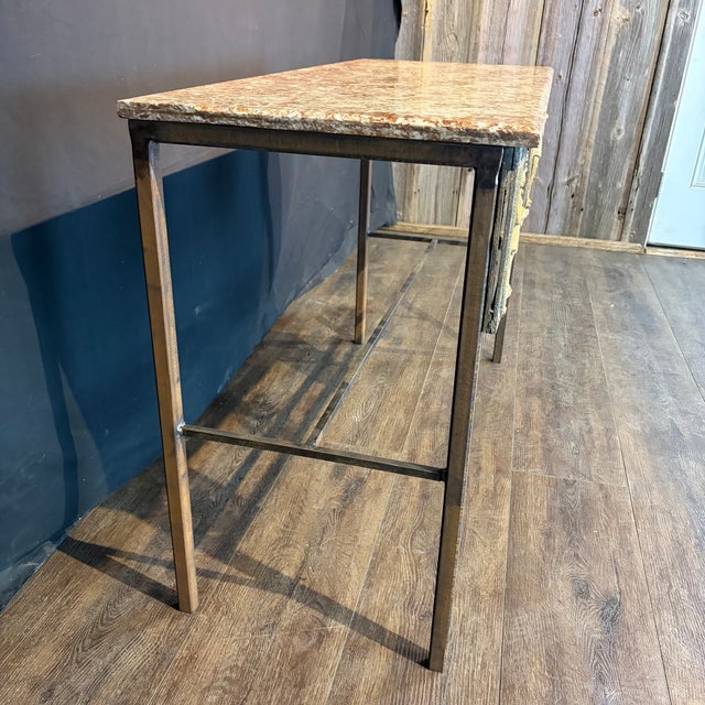 Mid 19th Century French Balcony Console Table With Marble Top & Gold Figural Wrought Iron For Sale - Image 5 of 9