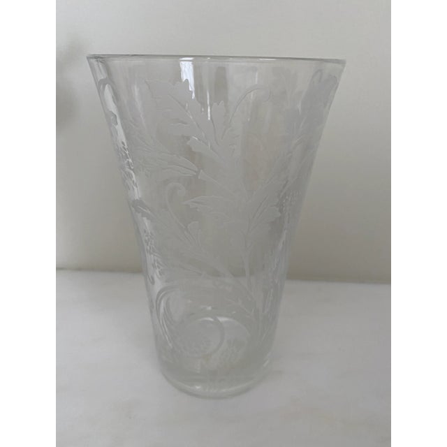 2000 - 2009 Christofle "Marly" Hand Etched Crystal Vase For Sale - Image 5 of 5