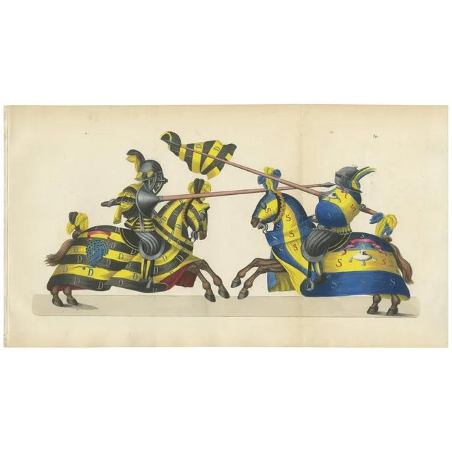 Vibrant Heraldic Horses and Armor, 1842, Paper For Sale - Image 9 of 9