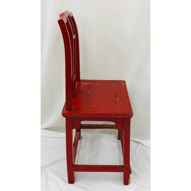 Red Antique Rustic Asian Chair For Sale - Image 8 of 9