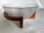 Mid-Century Modern 1960s Danish Glass Salad Serving Bowl on Curved Teak Wood Stand For Sale - Image 3 of 11