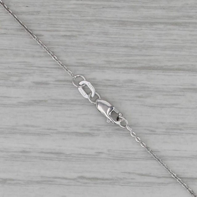 Modern 0.12ct Diamond Round Solitaire Pendant Necklace 14k White Gold 18" Cable Chain For Sale - Image 3 of 6